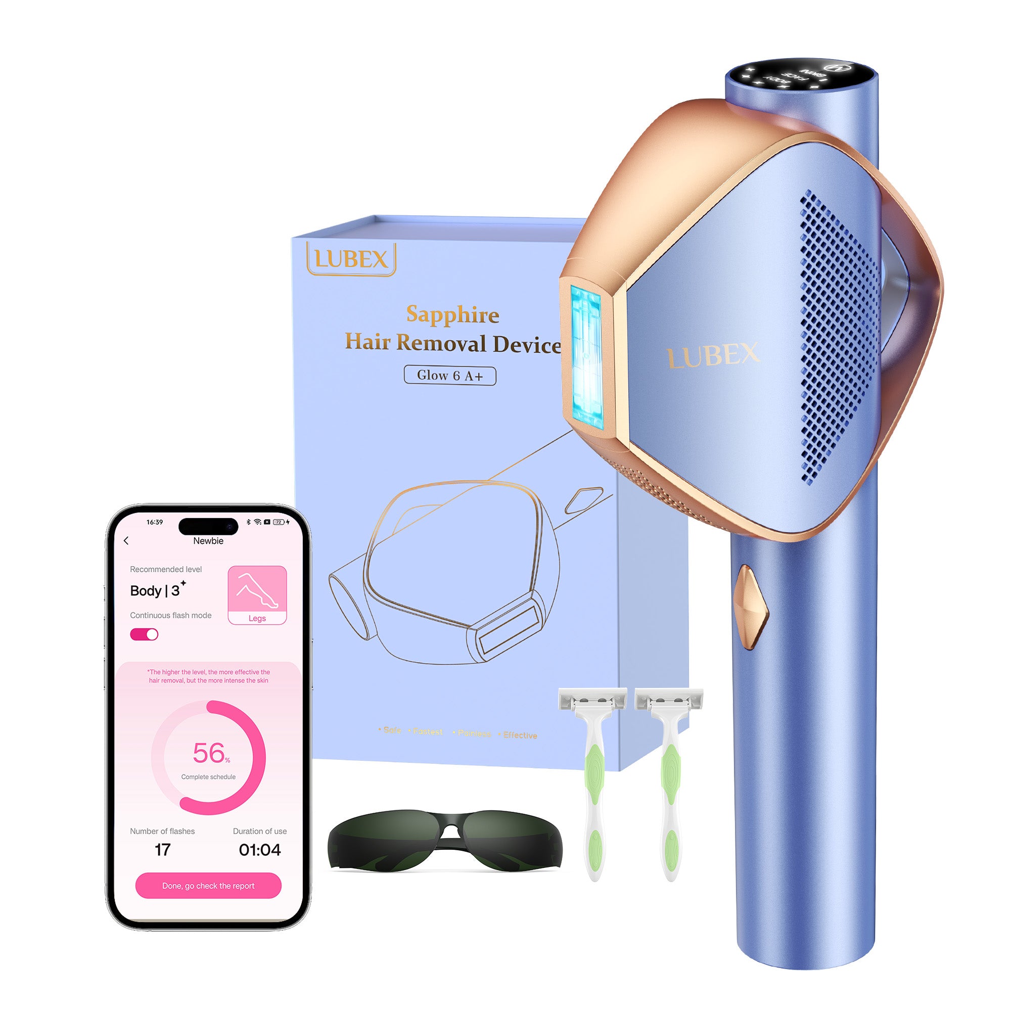 LUBEX Glow 6 A PilotX Smart IPL Laser Hair Removal with Sapphire Ice