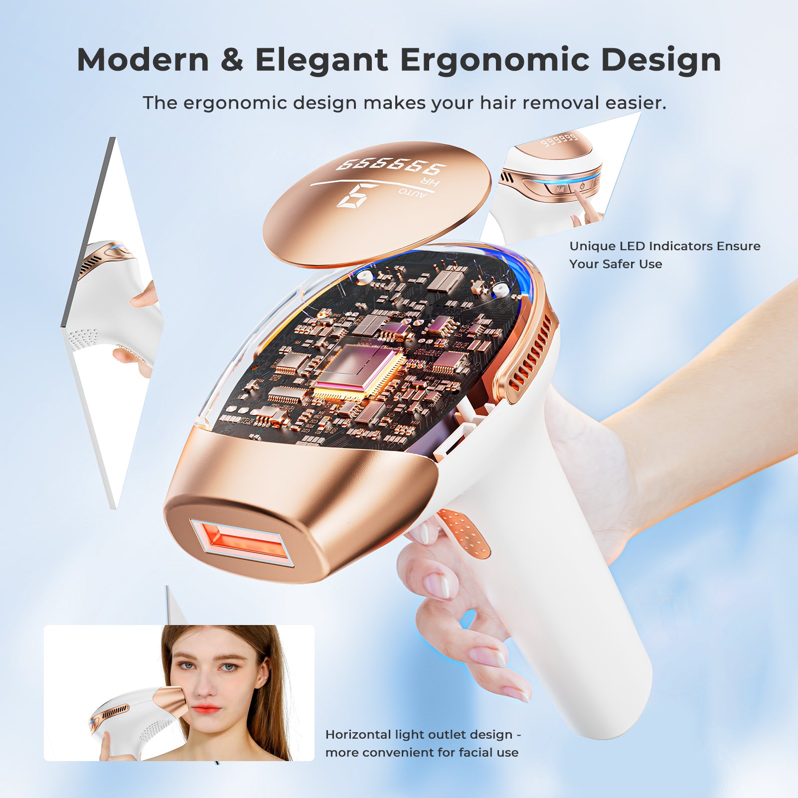 21J Laser Hair Removal Device, 3-in-1 Functions HR/SC/RA IPL Hair Removal Device, 9 Energy Levels, 999,900 Flashes, Perfect Laser Hair Removal System for Women/Men, Legs Bikini Face