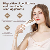 3 in 1 Epilatore Luce Pulsata Laser con HR/SC/RA, 600NM Epilatore Laser IPL, 9 Livelli di Energia e 999.900 Flashes Perfetto Per Viso/Schiena/Bikini/Corpo